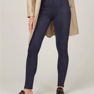 Spanx faux suede leggings in Classic Blue.